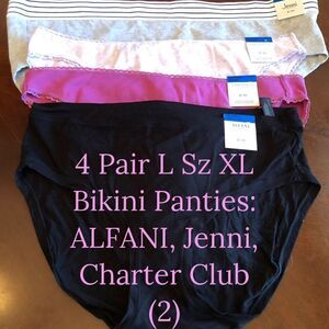 ALFANI, JENNI, CHARTER CLUB - NWT - L Sz XL Four Pair of Bikini Panties.